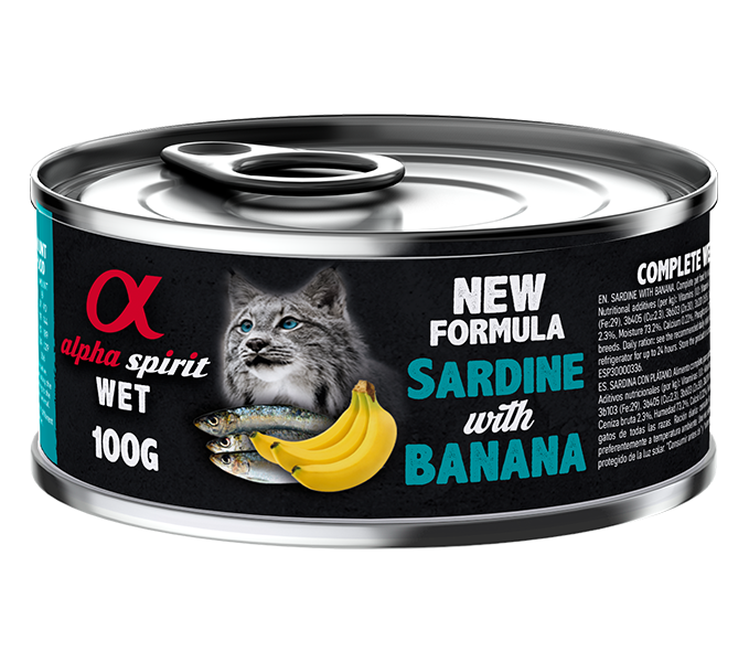 ALIMENTO HÚMIDO DE SARDINHA COM BANANA PARA GATOS