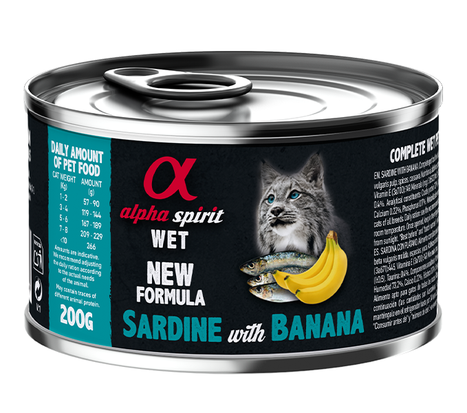 ALIMENTO HÚMIDO DE SARDINHA COM BANANA PARA GATOS