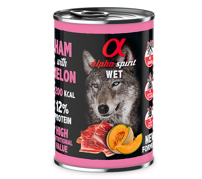 ALIMENTO HÚMEDO DE JAMÓN CON MELÓN (400gr)