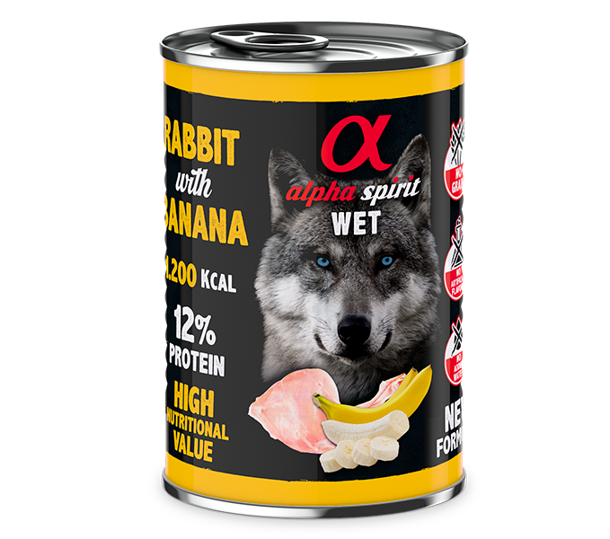 ALIMENTO HÚMEDO DE CONEJO CON PLÁTANO (400gr)