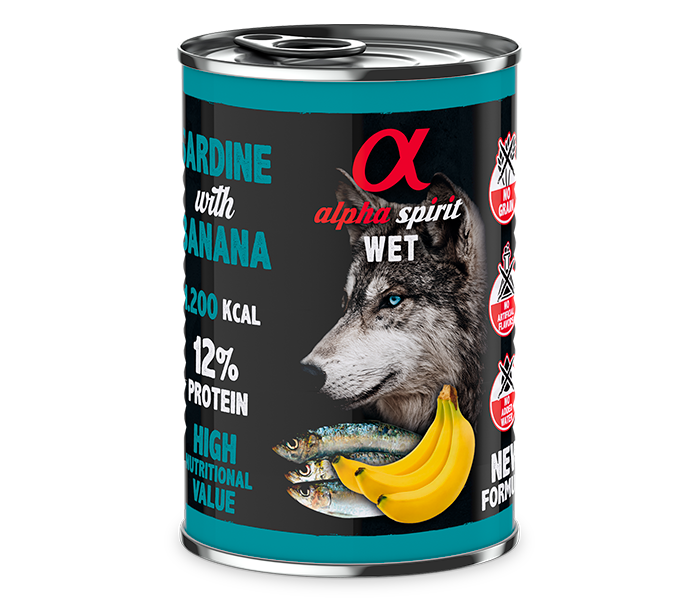 ALIMENTO HÚMEDO DE SARDINA CON PLÁTANO (400gr)