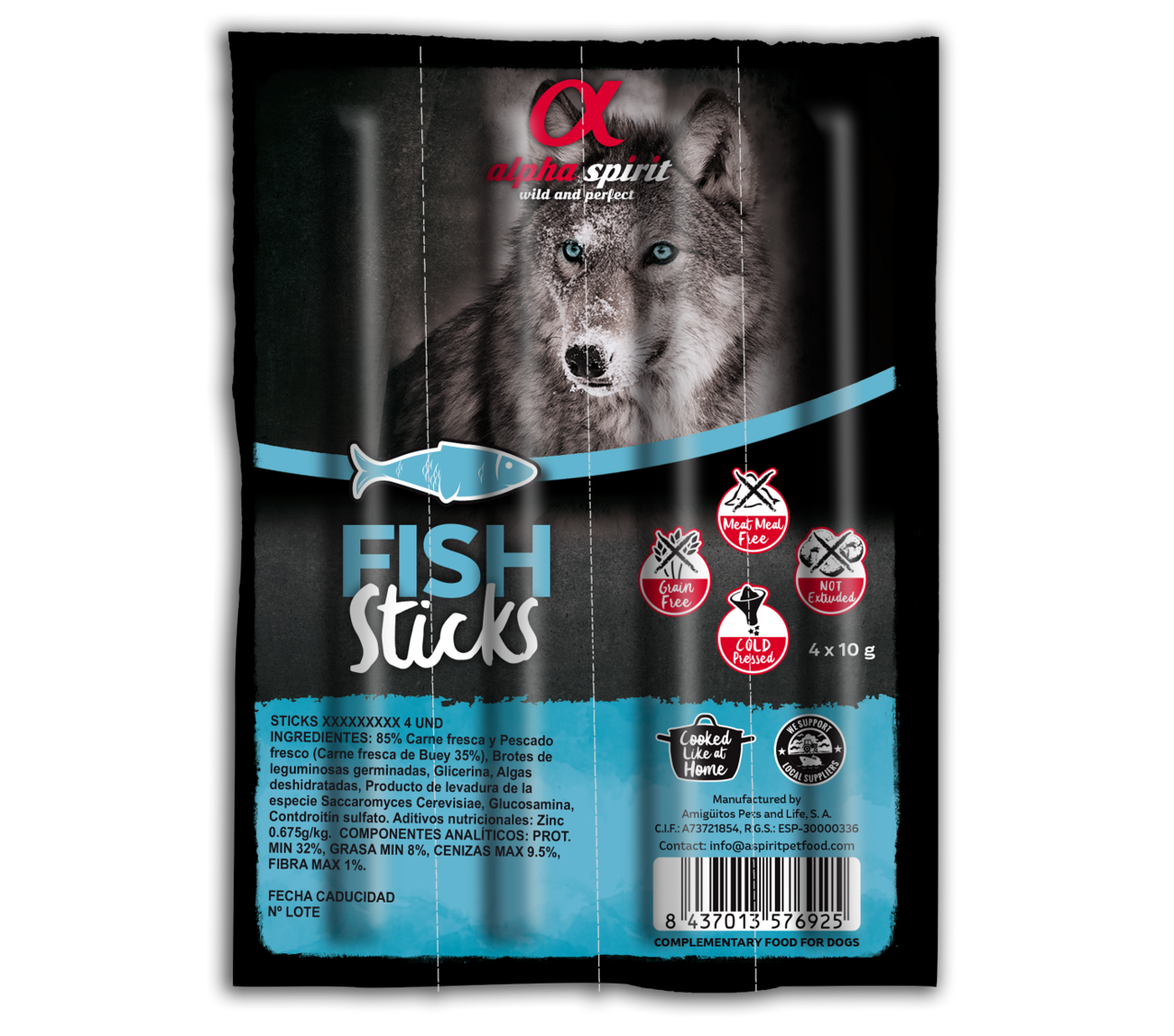 Ristra de barritas Alpha Spirit de Pavo para perros 4x10 gr